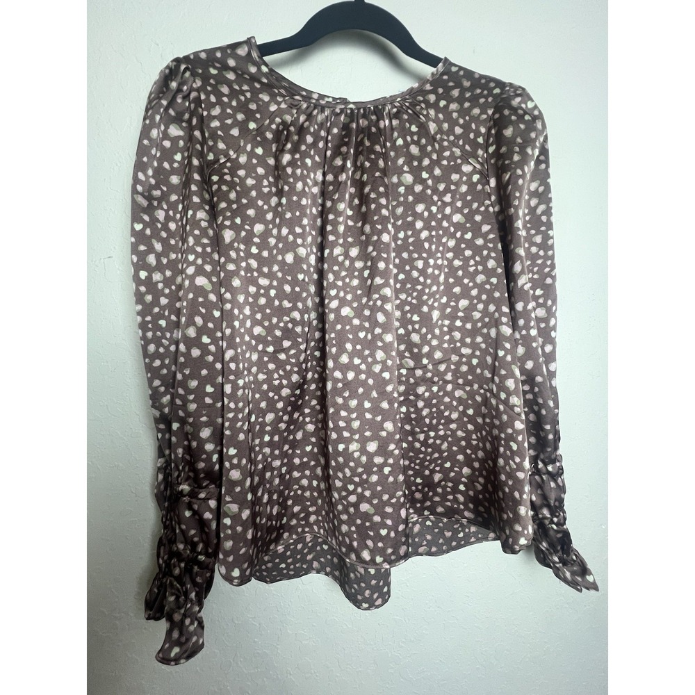 THML Anthropologie Chocolate Brown Floral Top‎ Women's Size Extra Small Feminine